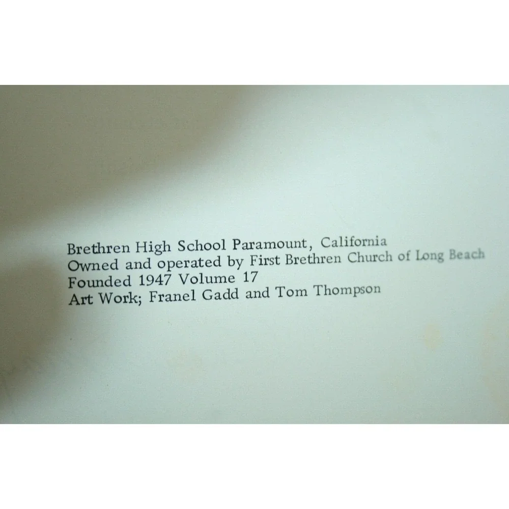 Vintage 1966 Brethren High‎ School Paramount California Ambassador Year Book
